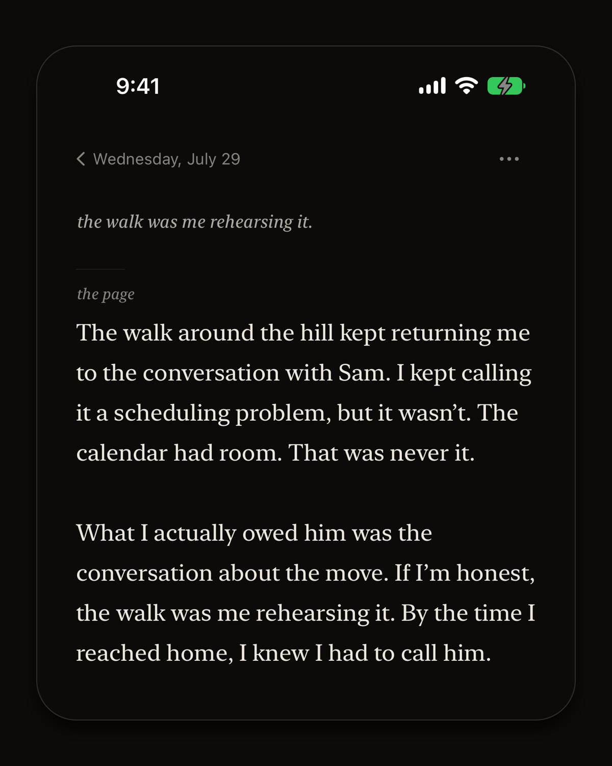 A Fieldnote Page with a brief Note above the complete original words