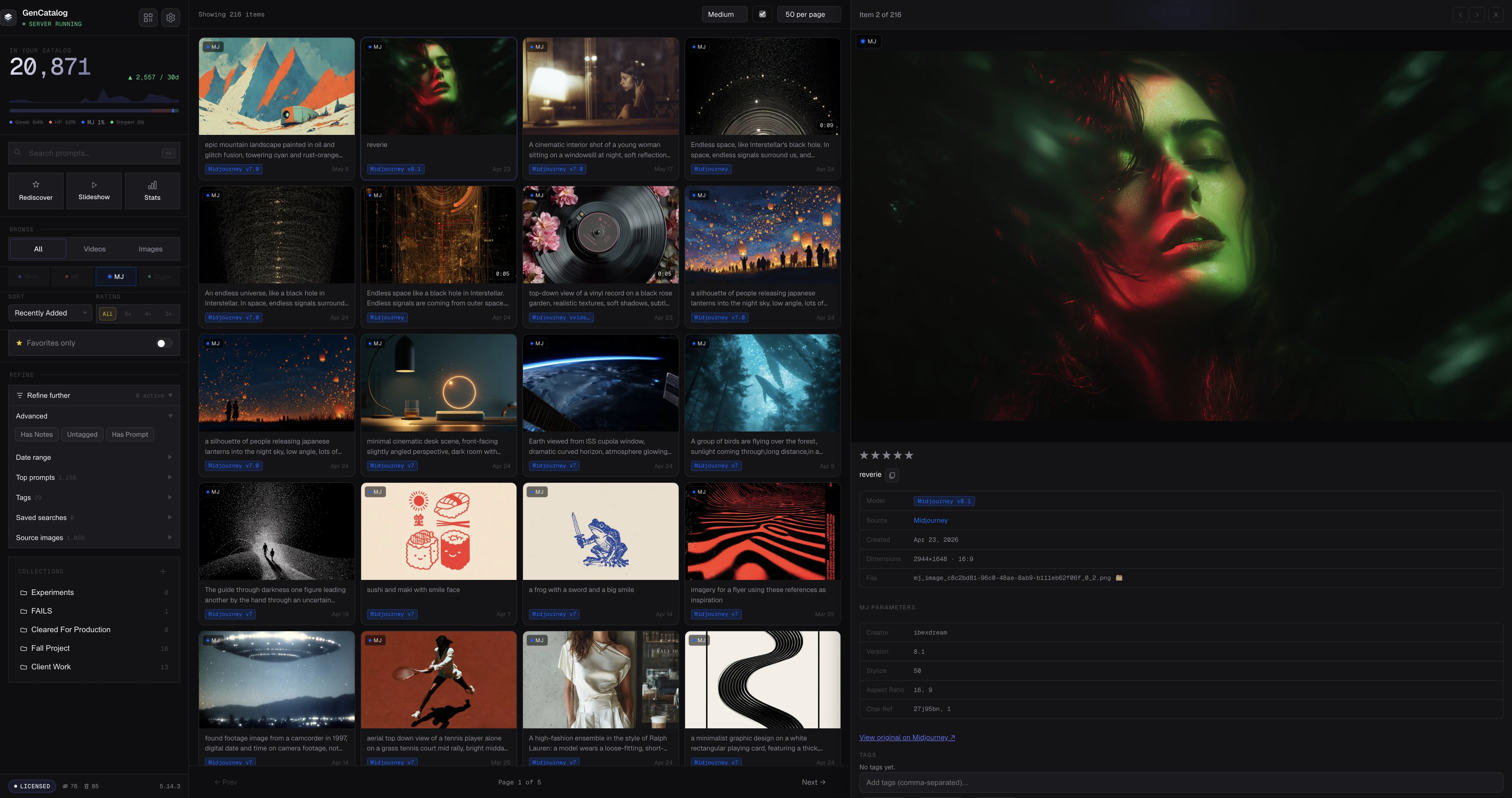 GenCatalog — library view
